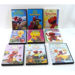 Lot of 9 DVD Elmo, Sesame Street & Elmo’s World Children’s Kids DVDs big bird